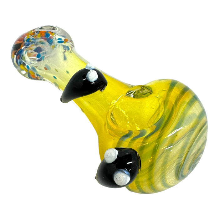 4” Fumed Frit Swirl Dripping Flat Mouth Glass Hand Pipe