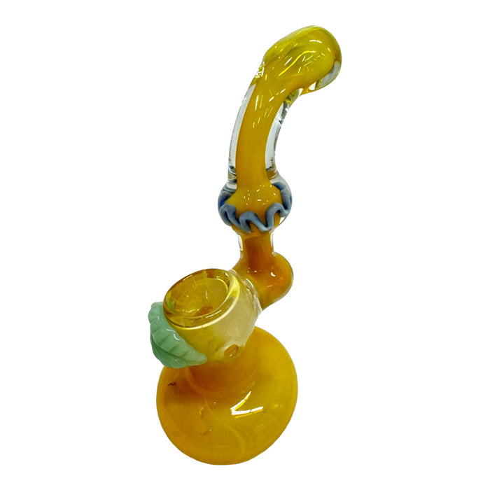 7" Leaf WigWag Fumed Glass Bubbler