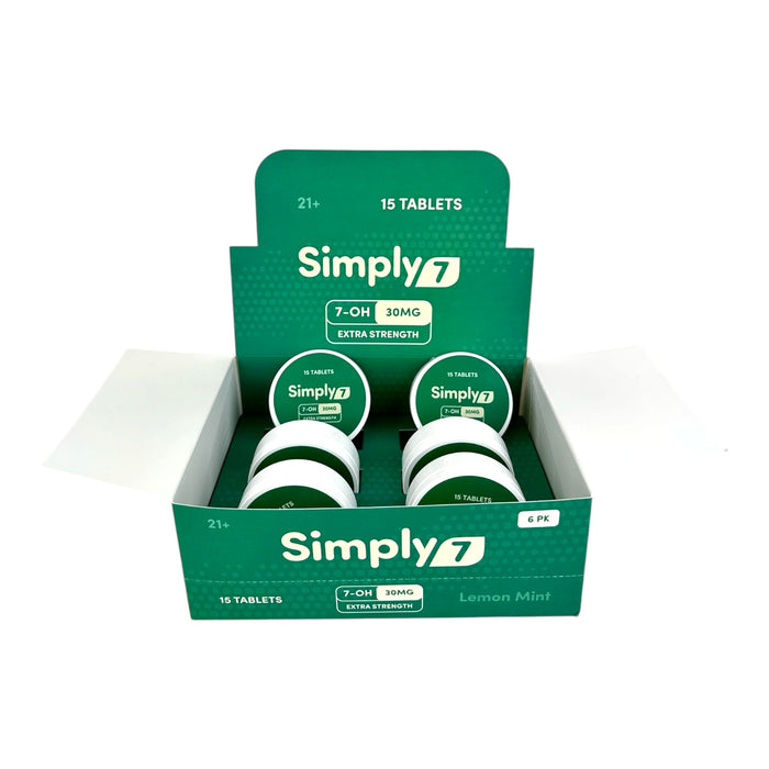 Simply 7 7-OH 30mg Extra Strength Lemon Mint 15 Tabs / Pack - 6 Packs / Display