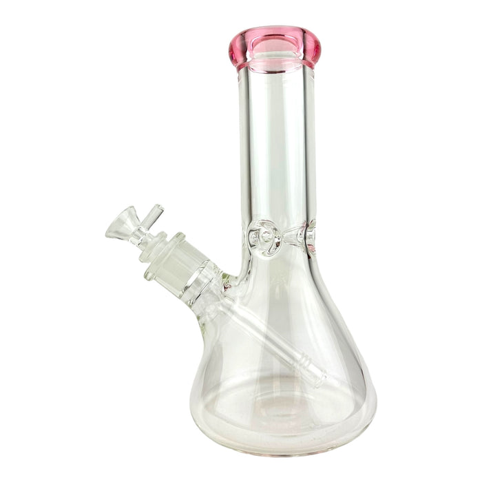 10" 7mm Clear Beaker Colored Top G/G Glass Water Pipe