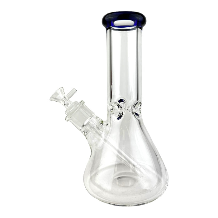 10" 7mm Clear Beaker Colored Top G/G Glass Water Pipe