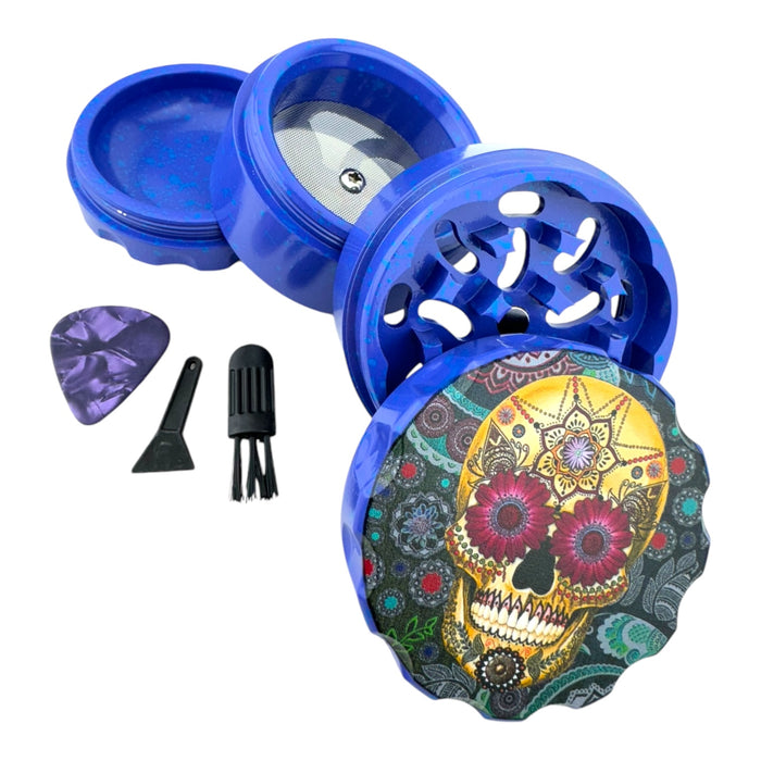 4Pc Paint Splatter Mushroom & Skull Grinders - Assorted