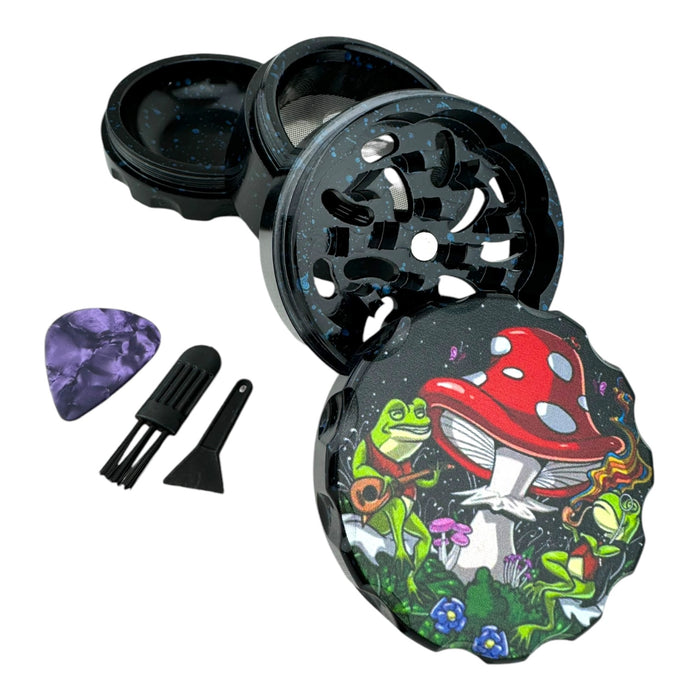 4Pc Paint Splatter Mushroom & Skull Grinders - Assorted