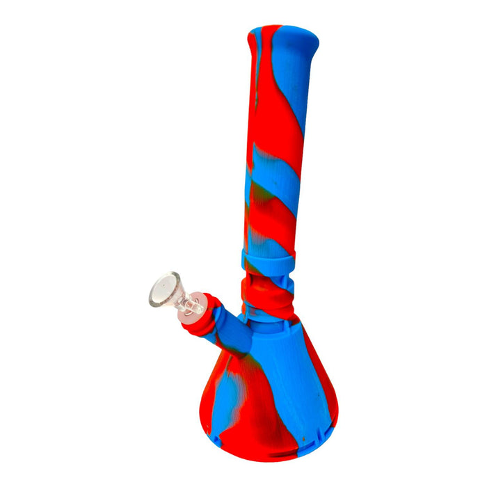 14" Beaker Silicone Water Pipe w/ dabber and Jar on bottom