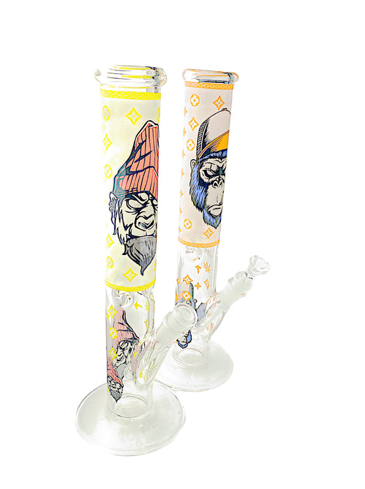 14.5" Straight Gorilla Glow In The Dark Glass Water Pipe