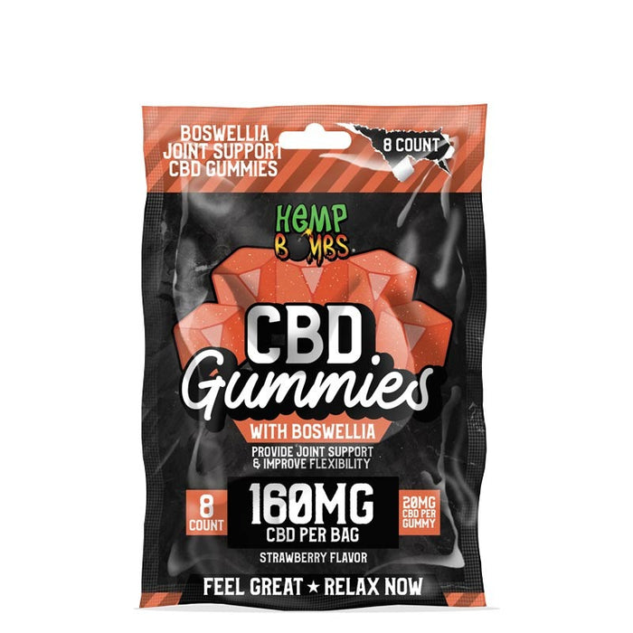 HEMP BOMBS CBD GUMMIES 160MG ** WITH BOSWELLA (8 Count) (20 mg CBD Per Gummy)