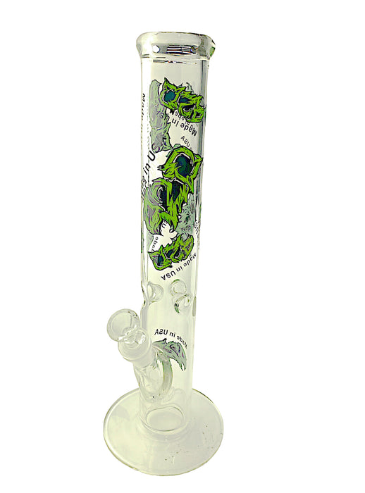 14" Flower Leaf Crystals Glass Pipe