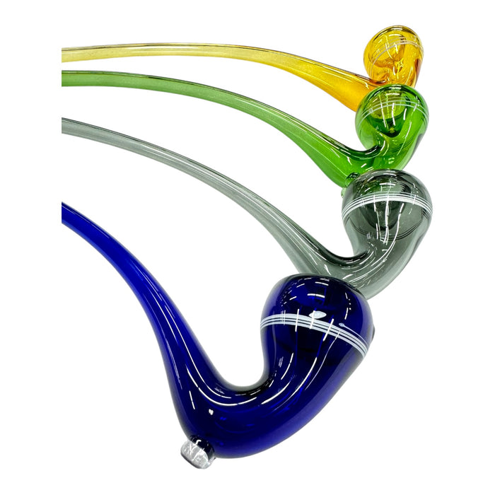 12” Colored White Ring Gandalf Glass Hand Pipe