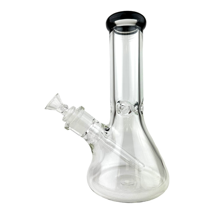 10" 7mm Clear Beaker Colored Top G/G Glass Water Pipe