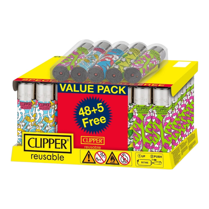 Clipper Classic Large Printed Lighter Pack of "48+5" Assorted Designs