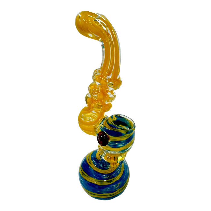 8" Candy Swirl Button Glass Bubbler (Assorted Colord