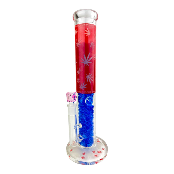 14" Flower Leaf Crystal Glass Water Pipe