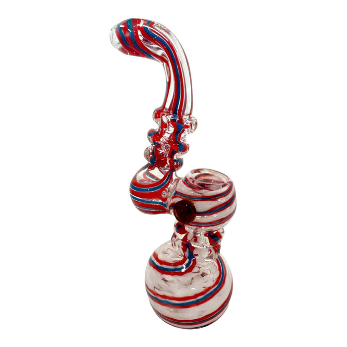 8" Candy Swirl Button Glass Bubbler (Assorted Colord