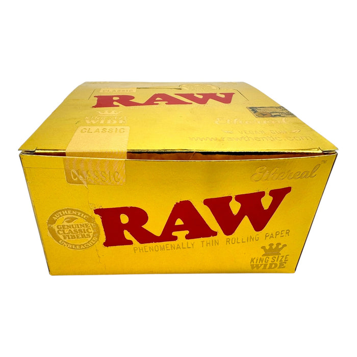 Raw Ethereal King Size Wide Rolling Paper | 33 Leaves/Pack | 50 Pack/Box