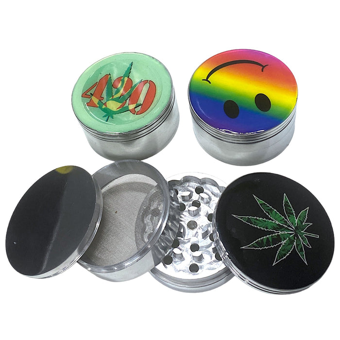 Aluminum 4 Part Assorted Sticker 80mm Grinder