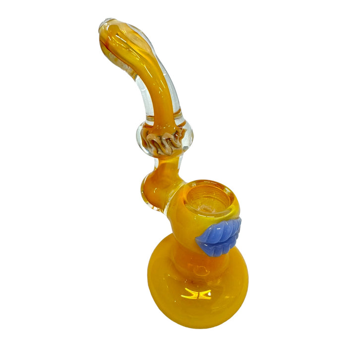 7" Leaf WigWag Fumed Glass Bubbler