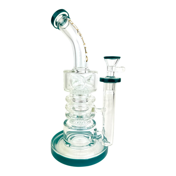 Cali Cloud X 10.5" Straight Tube Puck Bent Neck Color Honey Comb Perc Water Pipe "WP25"