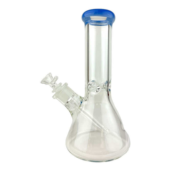 10" 7mm Clear Beaker Colored Top G/G Glass Water Pipe