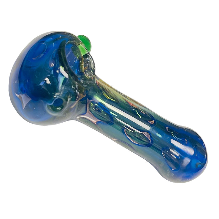 4.5" Gold Blue Fumed Spotted - Glass Hand Pipe