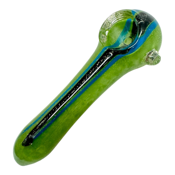 5" Colored Wigwag Dichro Stripe Glass Hand Pipe