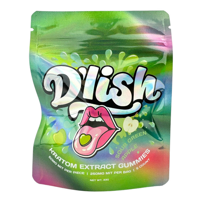 Dlish Kratom Gummies 50mg Mit / Pc | 250mg / 5ct Bag | 10 Bags / Display