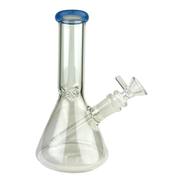 8" Clear Beaker Colored Top w/ Perc Bowl Glass Water Pipe