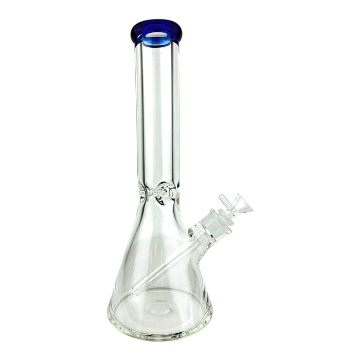 13.5" 7mm Clear Beaker Colored Top G/G Glass Water Pipe