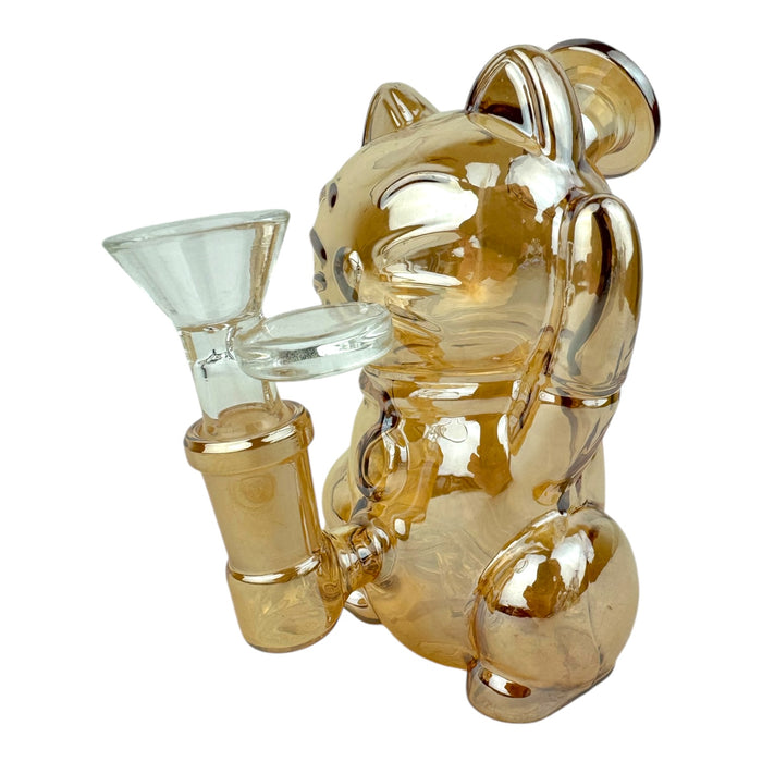 5" Cat Chrome Glass Water Pipe