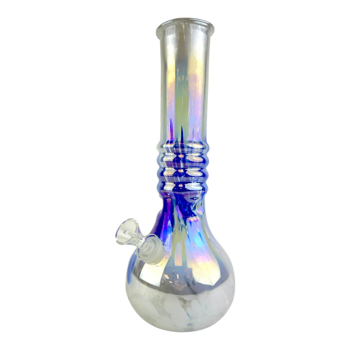 12" Chrome Ribbed Ice Catcher Soft Glass Water Pipe