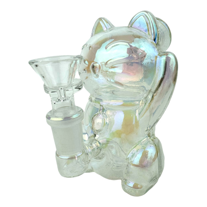 5" Cat Chrome Glass Water Pipe