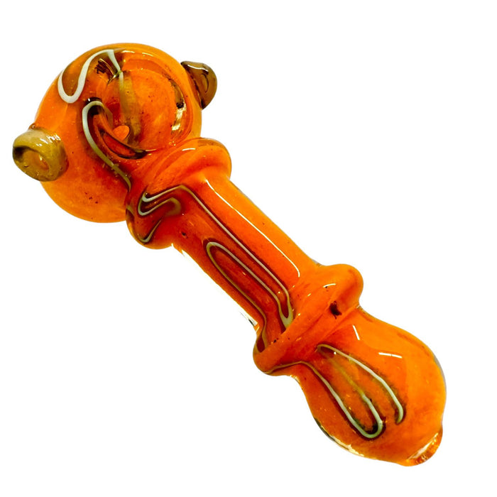 4" 2 Ring 2 Bumps Swirl Glass Hand Pipe