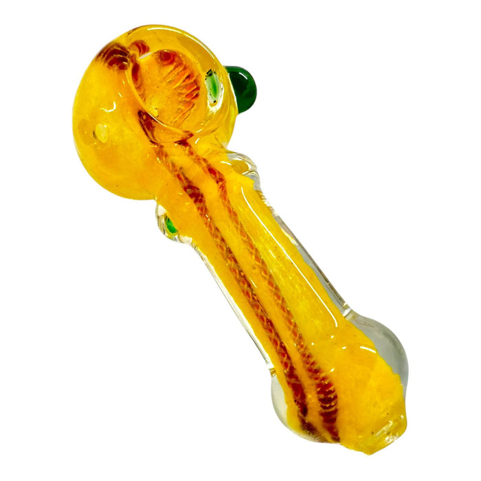 4" 2 Ring 2 Bumps Swirl Glass Hand Pipe