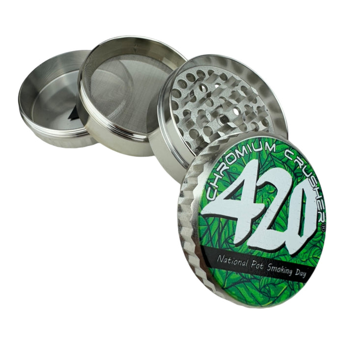 Chromium Chrusher 420 4pc 56mm Zinc Grinder (Assorted) | 6pc Display | 120pc/mc