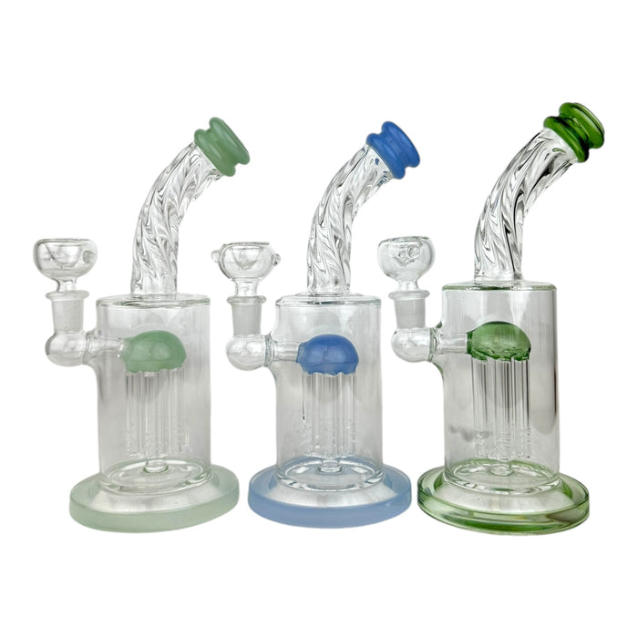 8.5" Bent Neck Twist Tree Perc Glass Water Pipe