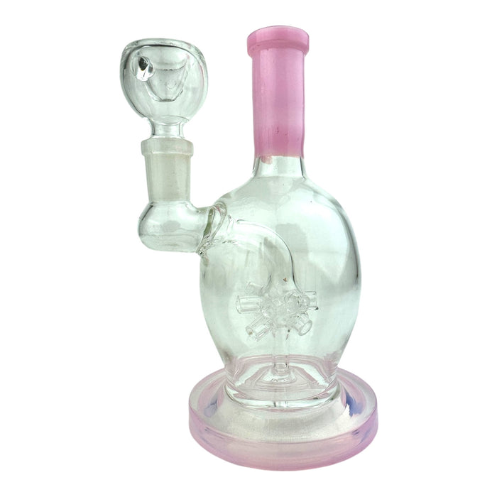 7” Star Perc Staight Neck Glass Water Pipe (Assorted Colors)