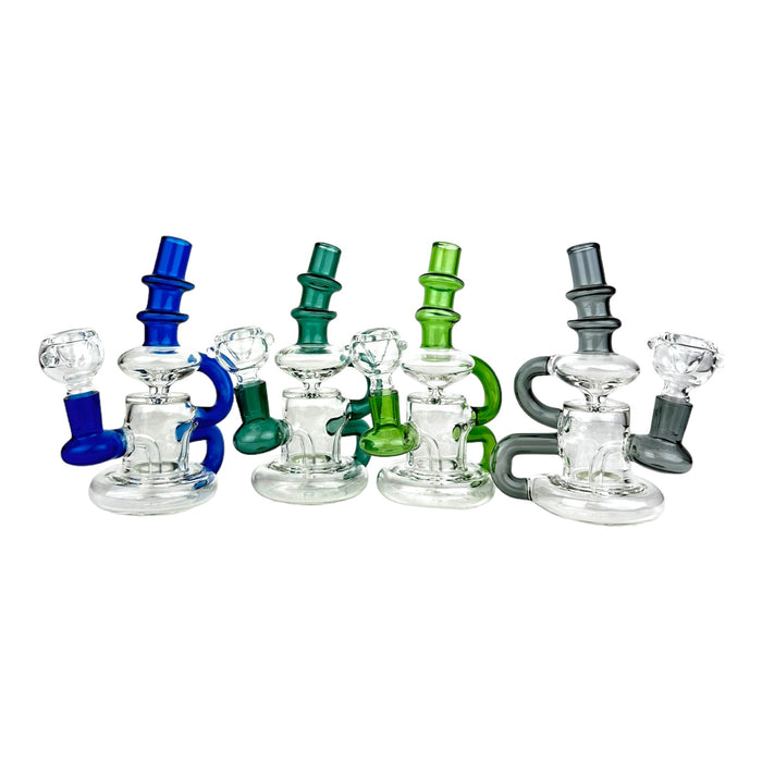 6" Recycler Half Colored Half Clear Glass Water Pipe