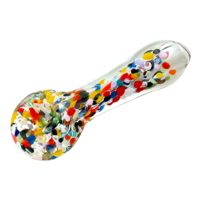 3.5" Frit Mix Clear Glass Hand Pipe