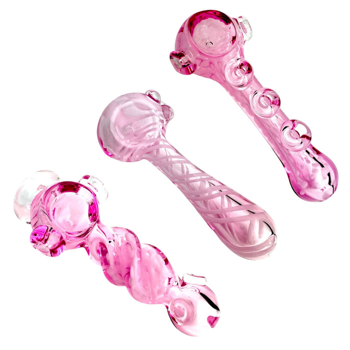 5" Pink Glass Hand Pipe (Assorted)