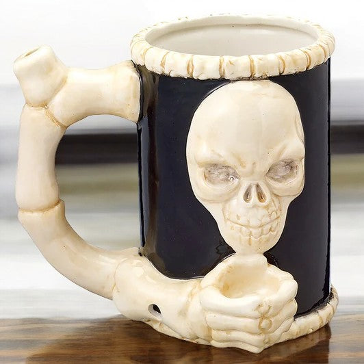 5" Skull and Bones Novelty Pipe Ceramic Pipe