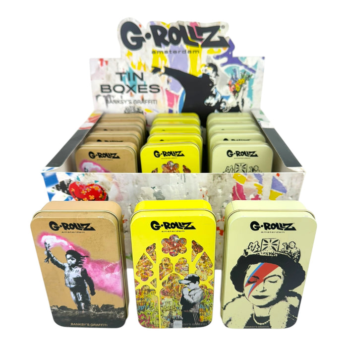 G-Rollz Storage Tin Boxes 11.5x6.5cm (15pc Display)