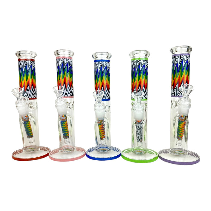 10" Wigwag Design Tall Glass Water Pipe