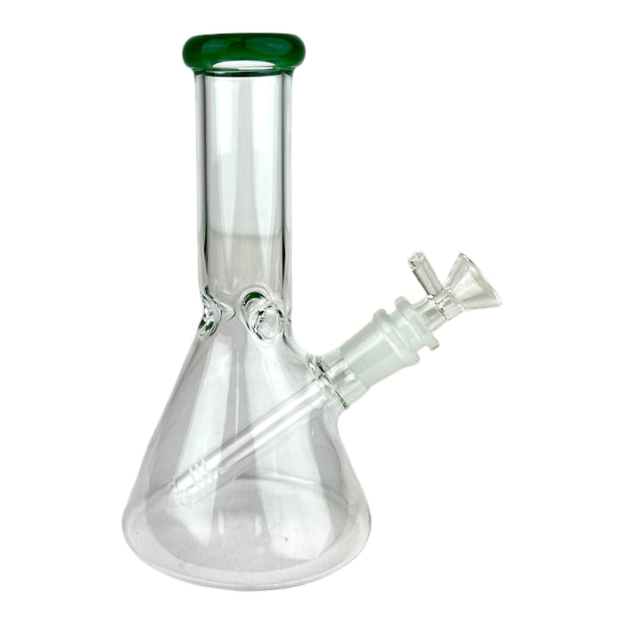 8" Clear Beaker Colored Top w/ Perc Bowl Glass Water Pipe