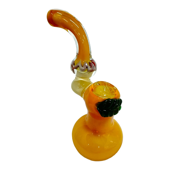 7" Leaf WigWag Fumed Glass Bubbler