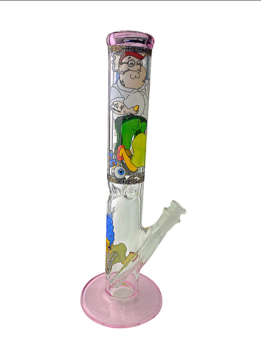 14" Straight Tube Glass Water Pipe Character Decal