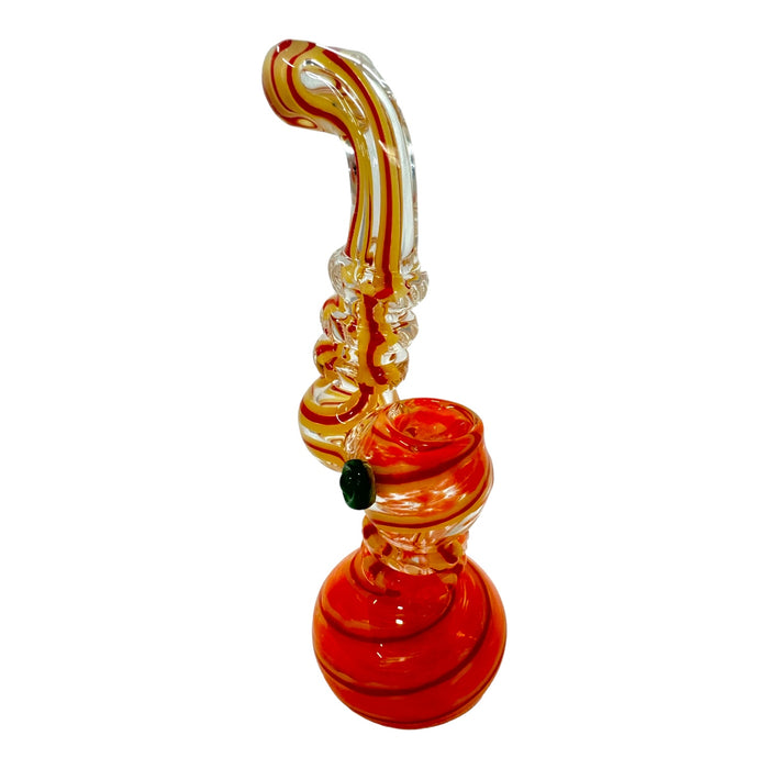 8" Candy Swirl Button Glass Bubbler (Assorted Colord