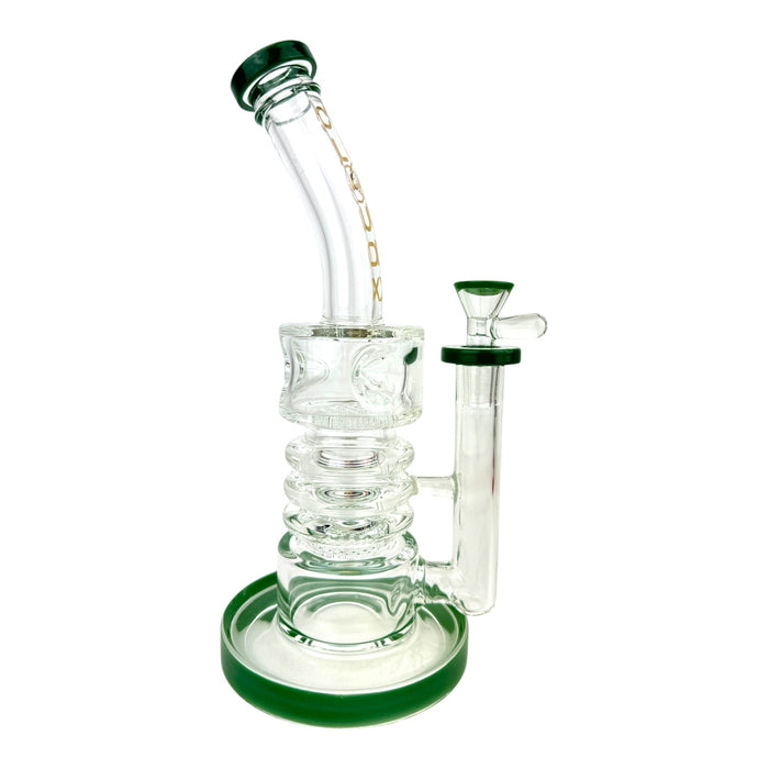 Cali Cloud X 10.5" Straight Tube Puck Bent Neck Color Honey Comb Perc Water Pipe "WP25"