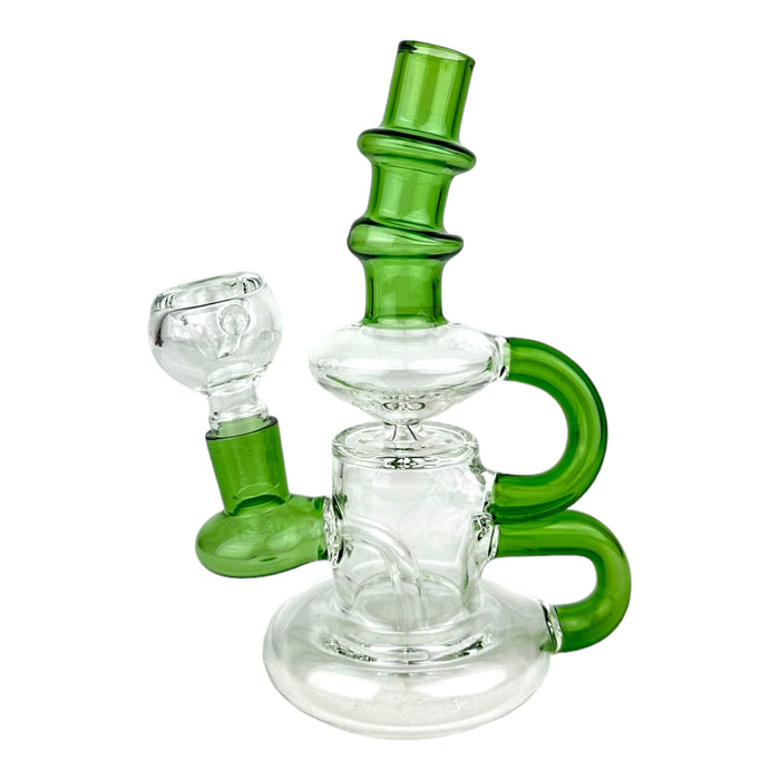 6" Recycler Half Colored Half Clear Glass Water Pipe