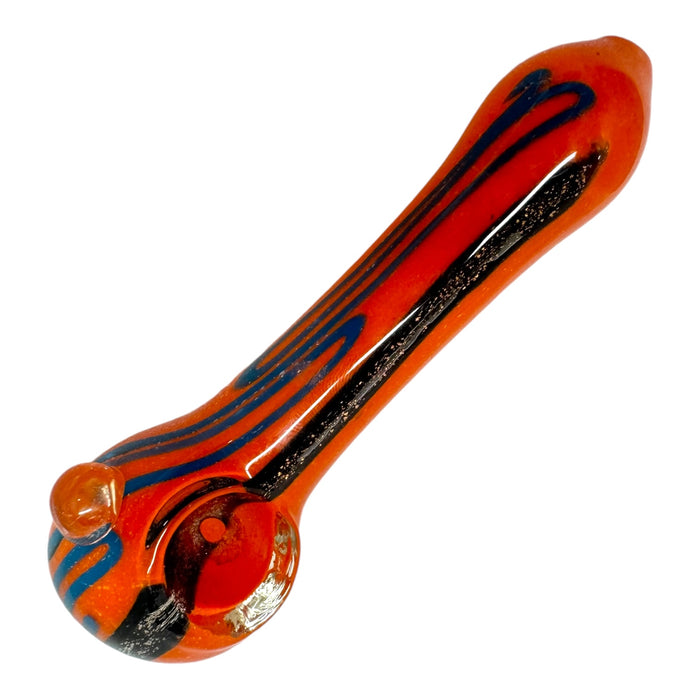 5" Colored Wigwag Dichro Stripe Glass Hand Pipe