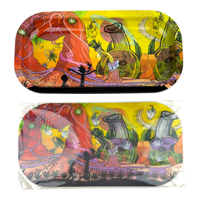3D Small Metal Rolling Tray With Magnetic Lid 8" X 4"