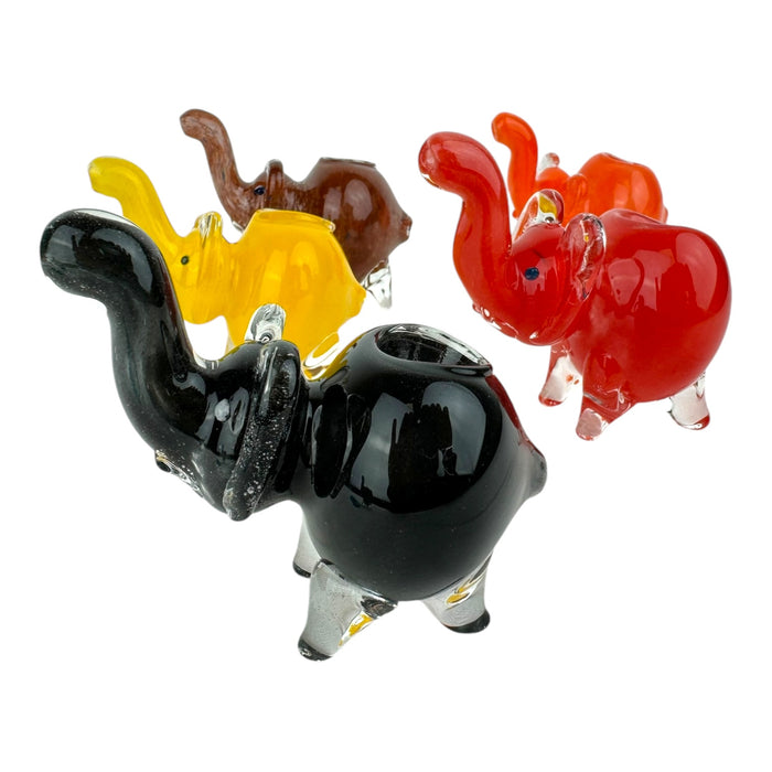 3" Small Elephant Colored - Glass Hand Pipe (Assorted Colors)